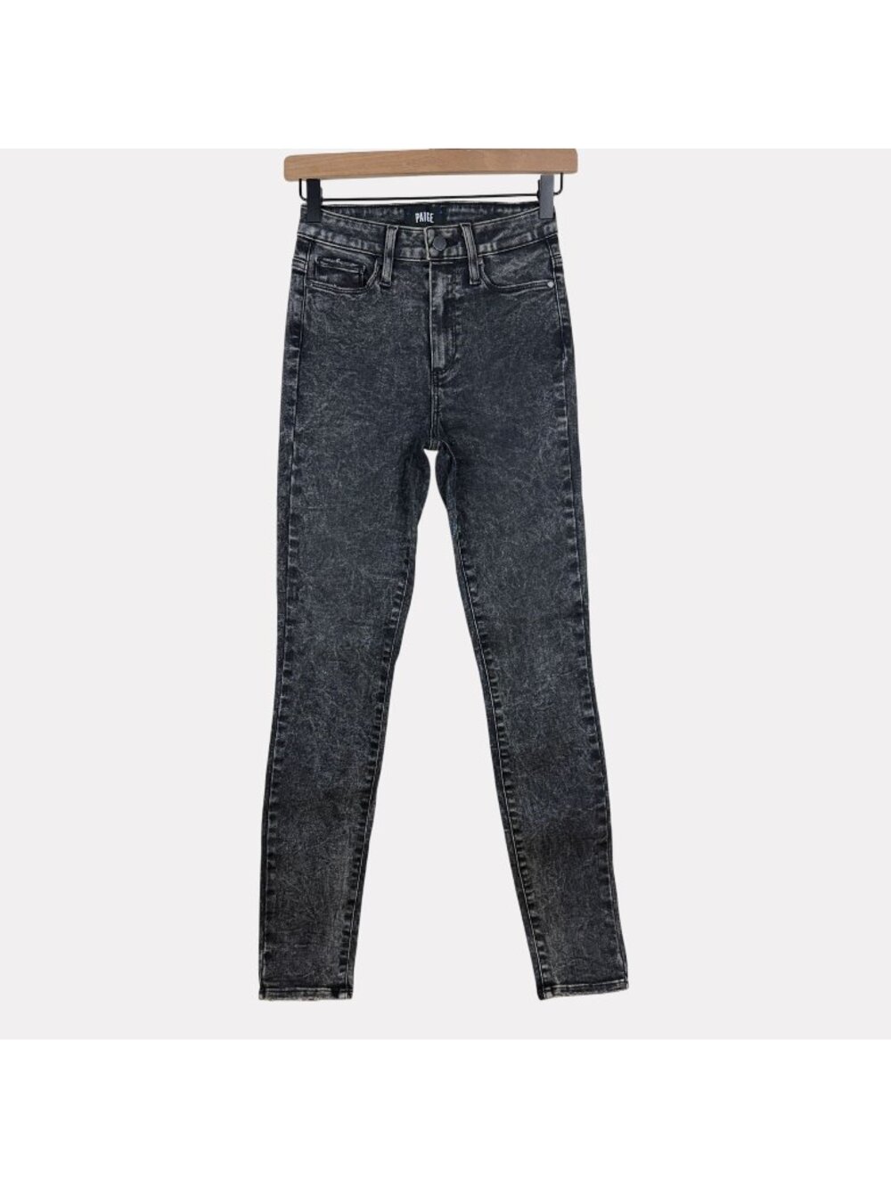 Paige Margot Ultra Skinny Acid Wash Jeans Womens 24 Black Gray Zip Fly Stretch